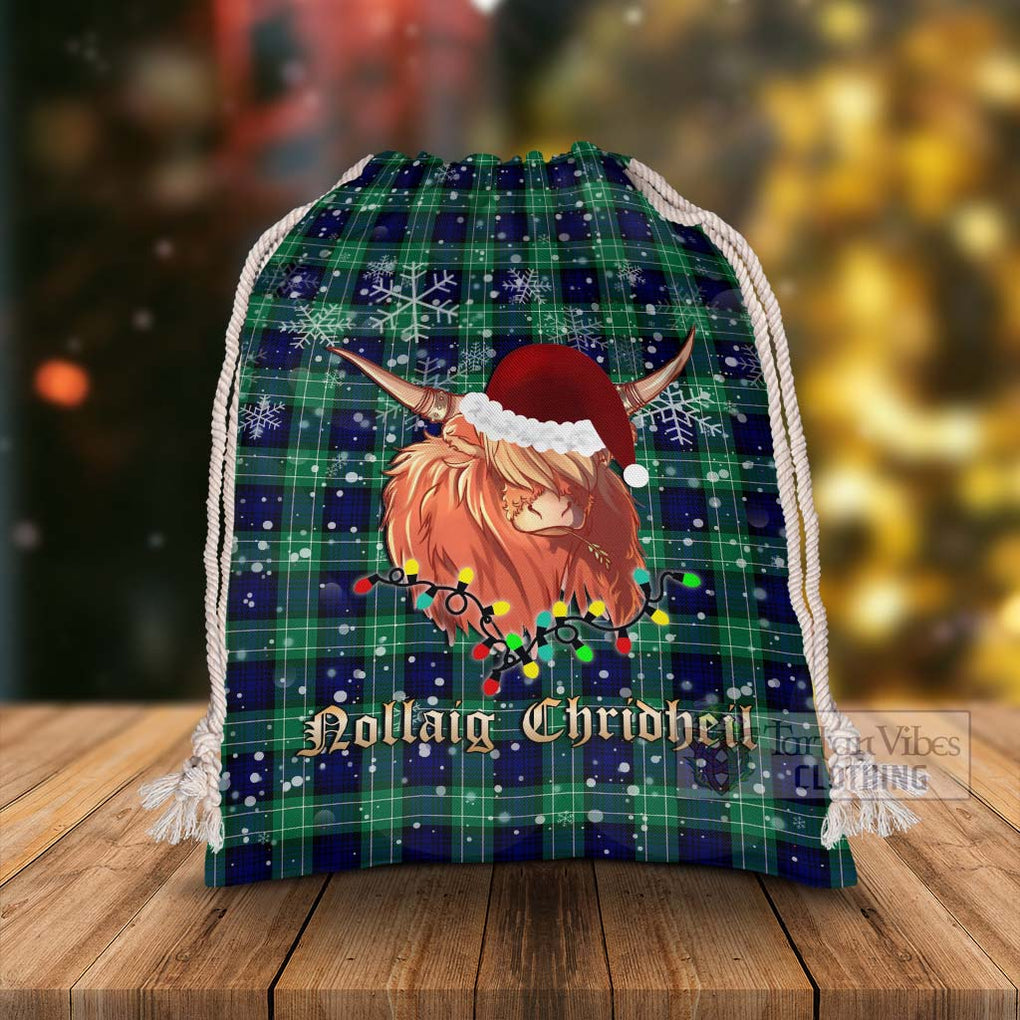 Tartan Vibes Clothing Abercrombie Tartan Christmas Santa's Bag with Highland Cow