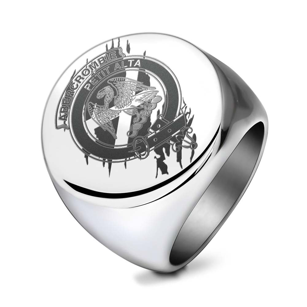 Tartan Vibes Clothing Abercrombie Clan Crest Engraved Ring Scotland In Me Style