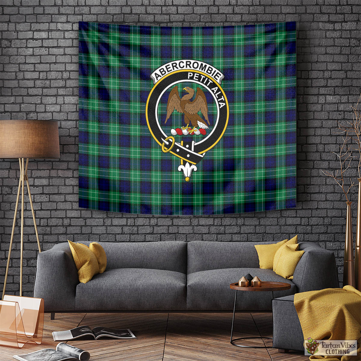 Tartan Vibes Clothing Abercrombie Tartan Tapestry Wall Hanging and Home Decor for Room with Family Crest