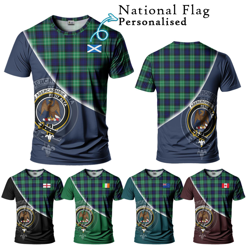 Abercrombie Tartan T-Shirt with Personalised National Flag and Family Crest Half Style Kid's Shirt - Tartanvibesclothing Shop