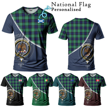 Abercrombie Tartan T-Shirt with Personalised National Flag and Family Crest Half Style