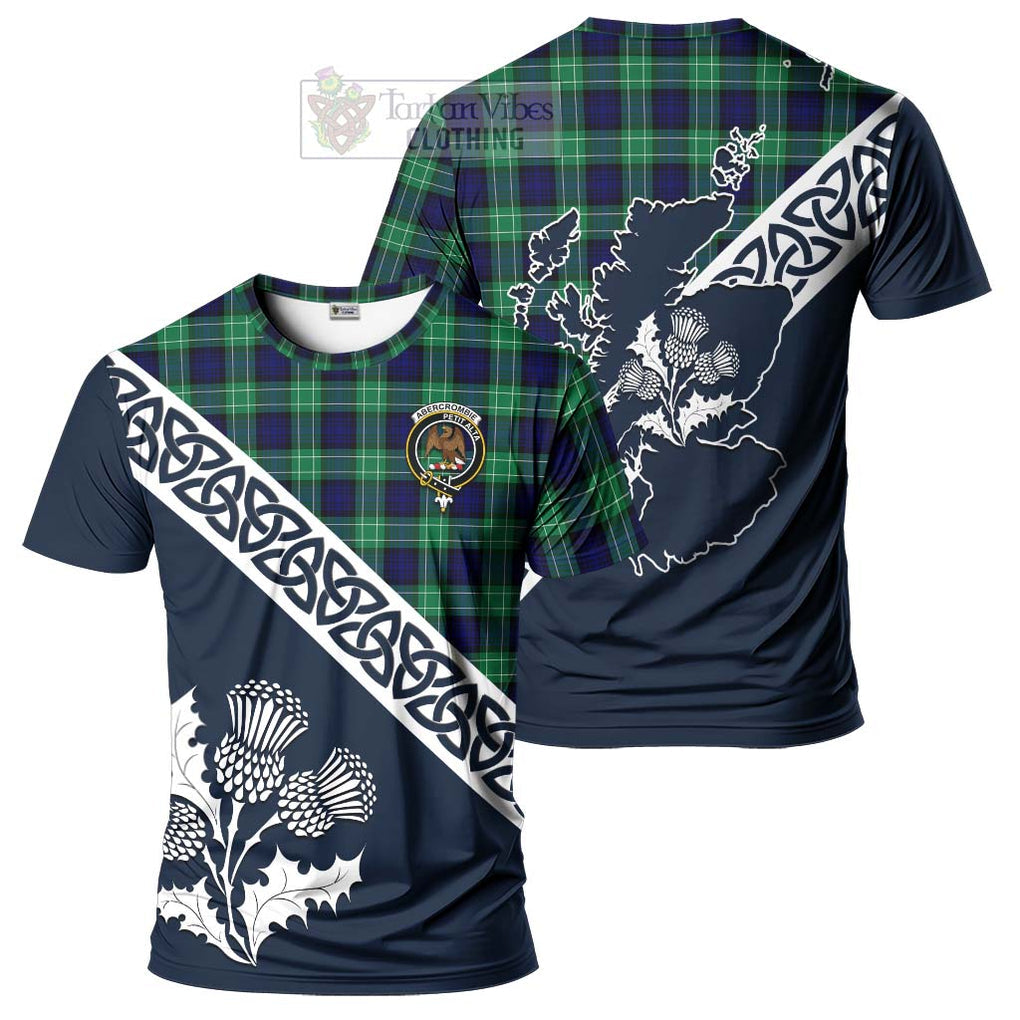 Abercrombie Tartan T-Shirt Featuring Thistle and Scotland Map