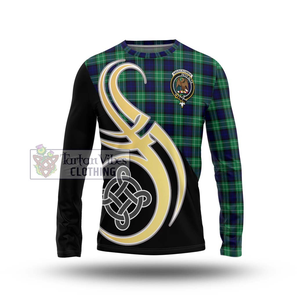 Abercrombie Tartan Long Sleeve T-Shirt with Family Crest and Celtic Symbol Style Unisex - Tartan Vibes Clothing