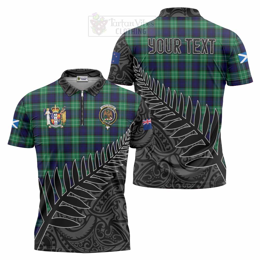 Tartan Vibes Clothing Abercrombie Crest Tartan Zipper Polo Shirt with New Zealand Silver Fern Half Style