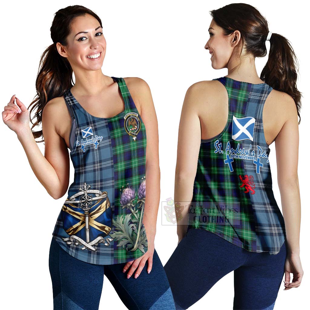 Tartan Vibes Clothing Abercrombie Tartan Women's Racerback Tanks Happy St. Andrew's Day Half Tartan Style