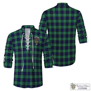 Abercrombie Tartan Men's Scottish Traditional Jacobite Ghillie Kilt Shirt with Family Crest