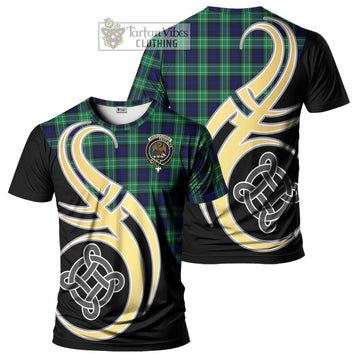 Abercrombie Tartan T-Shirt with Family Crest and Celtic Symbol Style