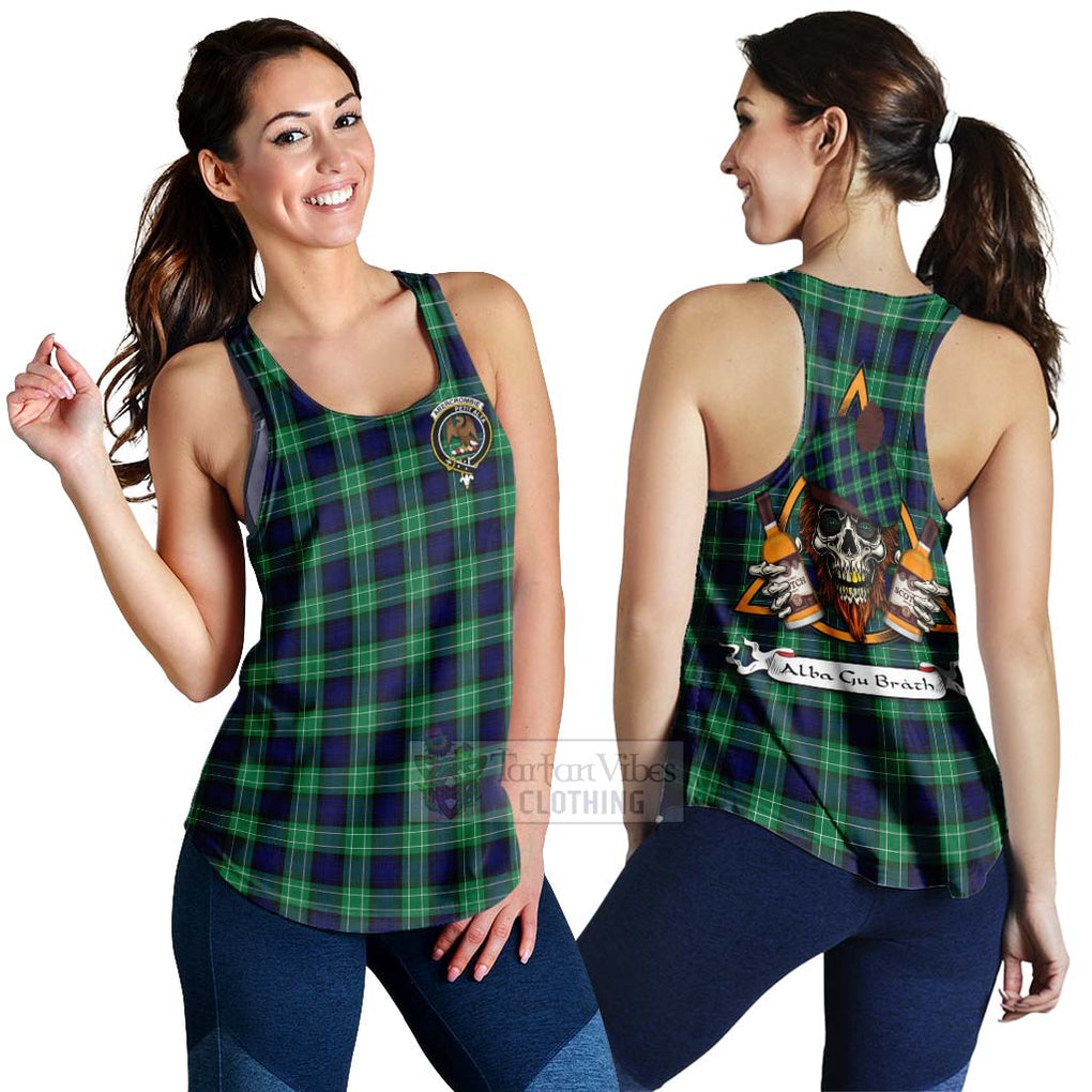 Tartan Vibes Clothing Abercrombie Tartan Women's Racerback Tanks with Family Crest and Bearded Skull Holding Bottles of Whiskey