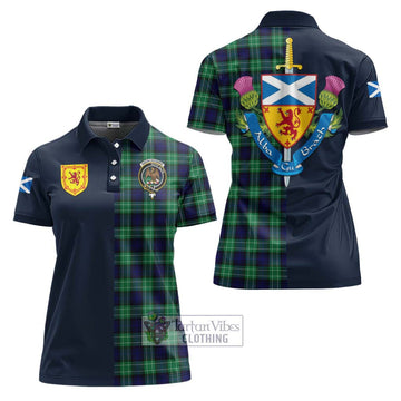 Abercrombie Tartan Women's Polo Shirt Alba with Scottish Lion Royal Arm Half Style