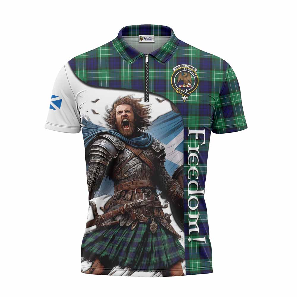 Tartan Vibes Clothing Abercrombie Crest Tartan Zipper Polo Shirt Inspired by the Freedom of Scottish Warrior