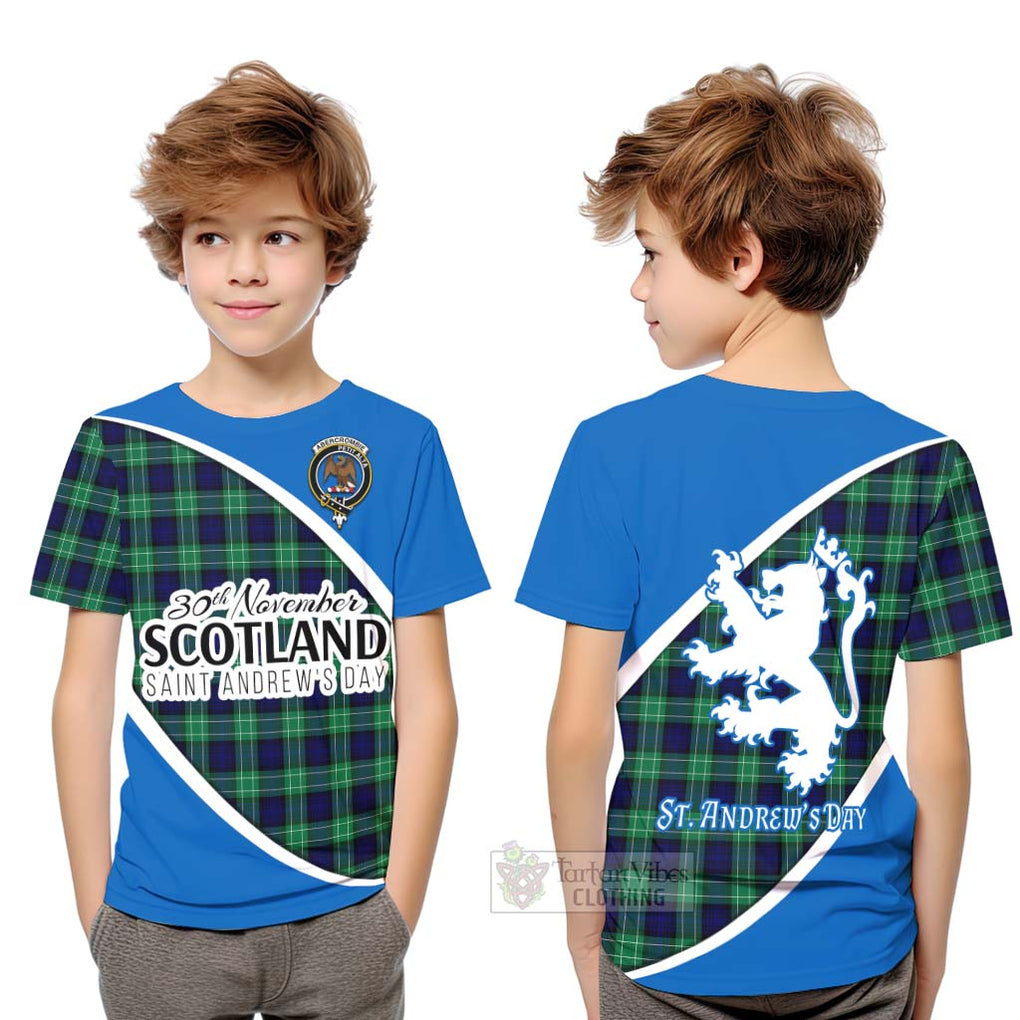 Tartan Vibes Clothing Abercrombie Family Crest Tartan Kid T-Shirt Celebrate Saint Andrew's Day in Style