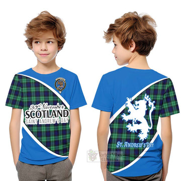 Abercrombie Family Crest Tartan Kid T-Shirt Celebrate Saint Andrew's Day in Style