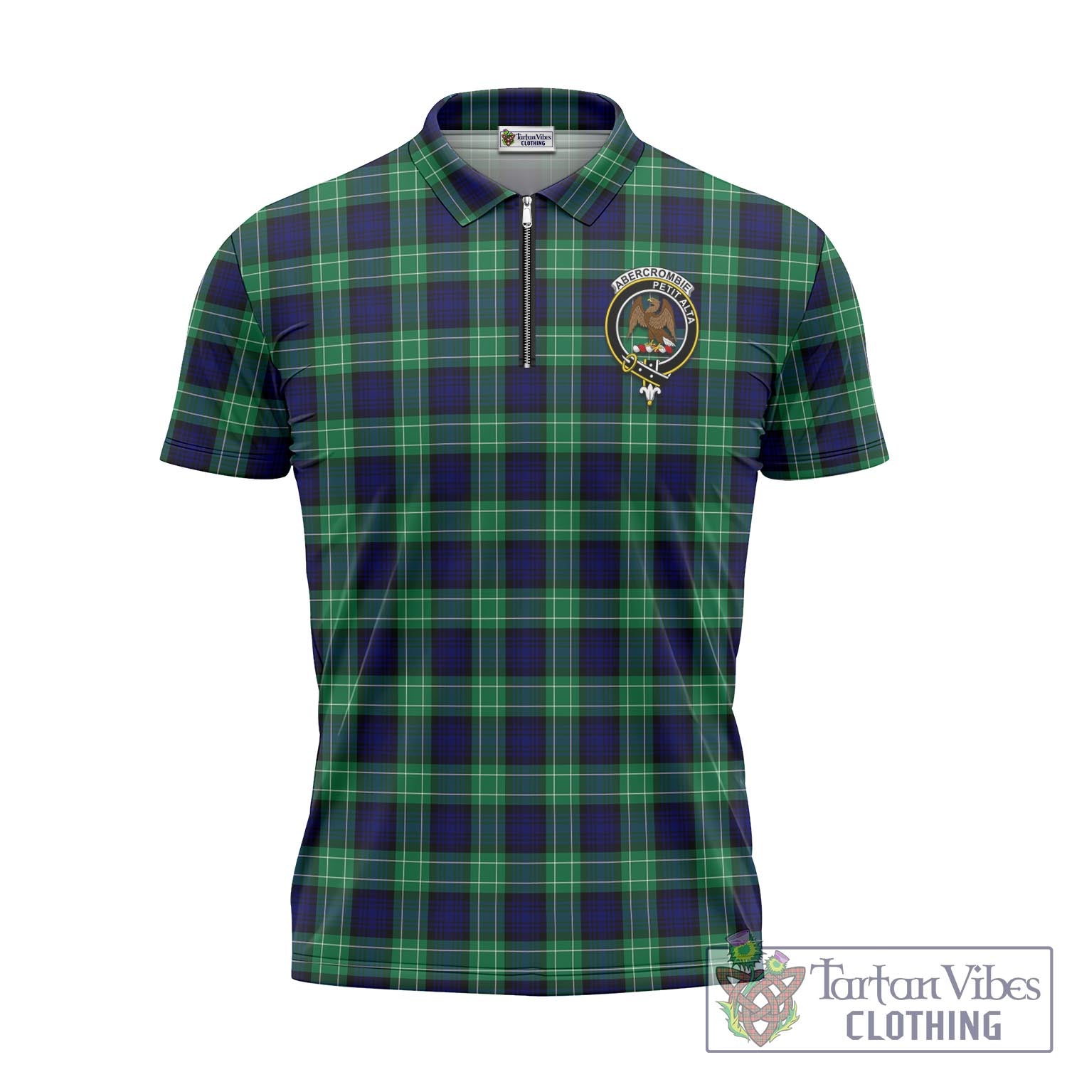 Tartan Vibes Clothing Abercrombie Tartan Zipper Polo Shirt with Family Crest