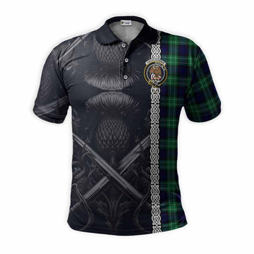 Abercrombie Tartan Polo Shirt with Family Crest Cross Sword Thistle Celtic Vibes