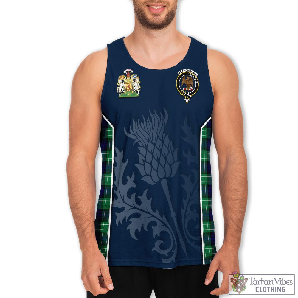 Tartan Vibes Clothing Abercrombie Tartan Men's Tanks Top with Family Crest and Scottish Thistle Vibes Sport Style