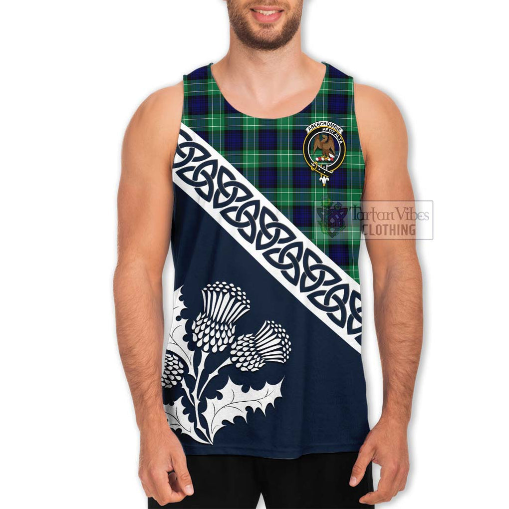 Tartan Vibes Clothing Abercrombie Tartan Men's Tank Top Featuring Thistle and Scotland Map