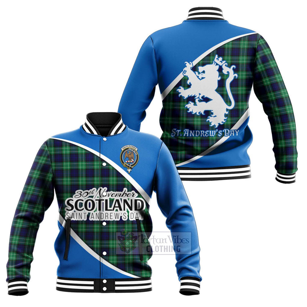 Tartan Vibes Clothing Abercrombie Family Crest Tartan Baseball Jacket Celebrate Saint Andrew's Day in Style