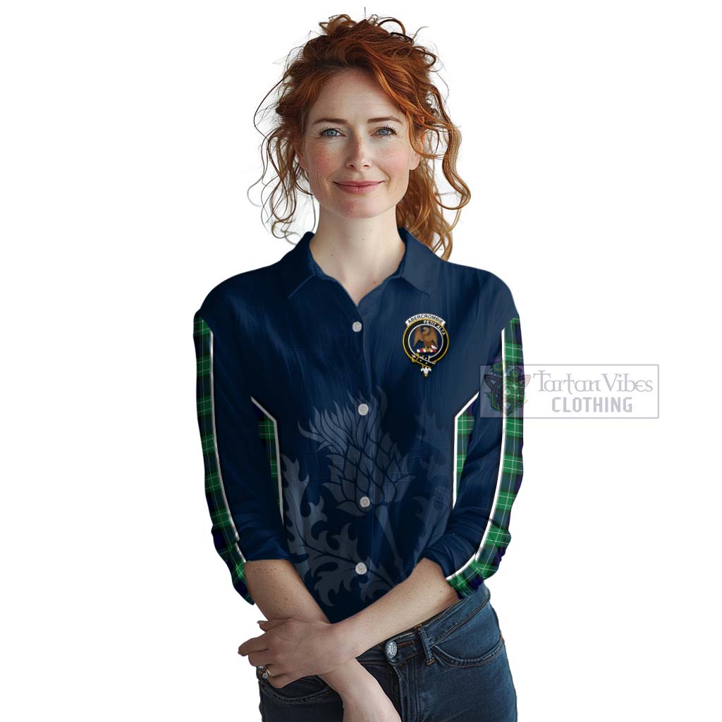 Tartan Vibes Clothing Abercrombie Tartan Women's Casual Shirt with Family Crest and Scottish Thistle Vibes Sport Style