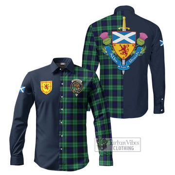 Abercrombie Tartan Long Sleeve Button Shirt Alba with Scottish Lion Royal Arm Half Style