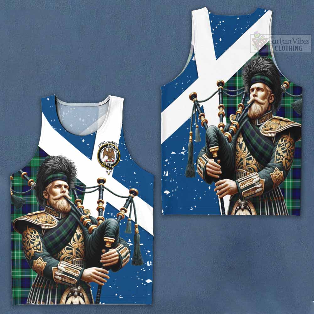 Abercrombie Tartan Men's Tank Top with Family Crest Scottish Bagpiper Vibes