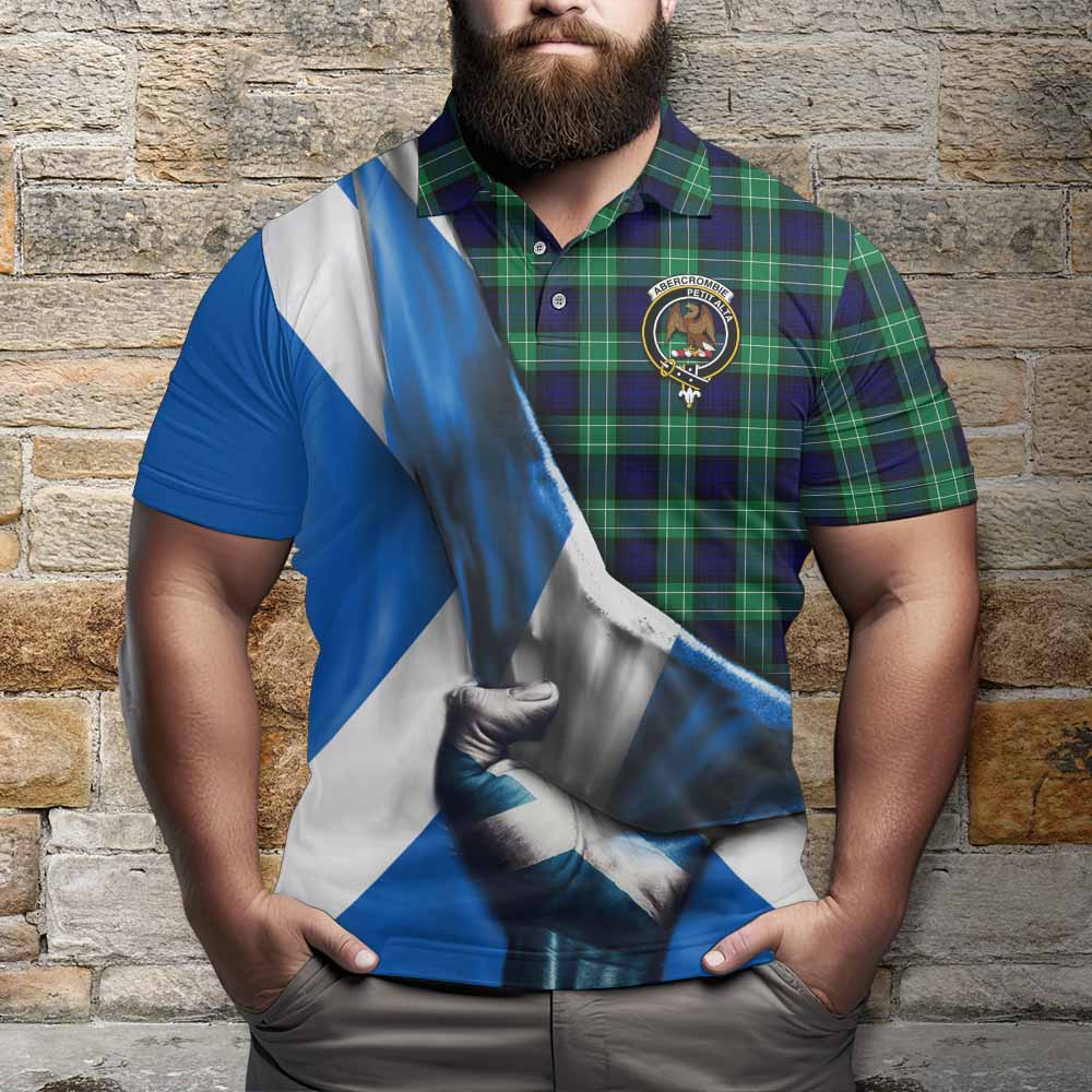 Tartan Vibes Clothing Abercrombie Tartan Polo Shirt with Family Crest Scotland Patriotic Style