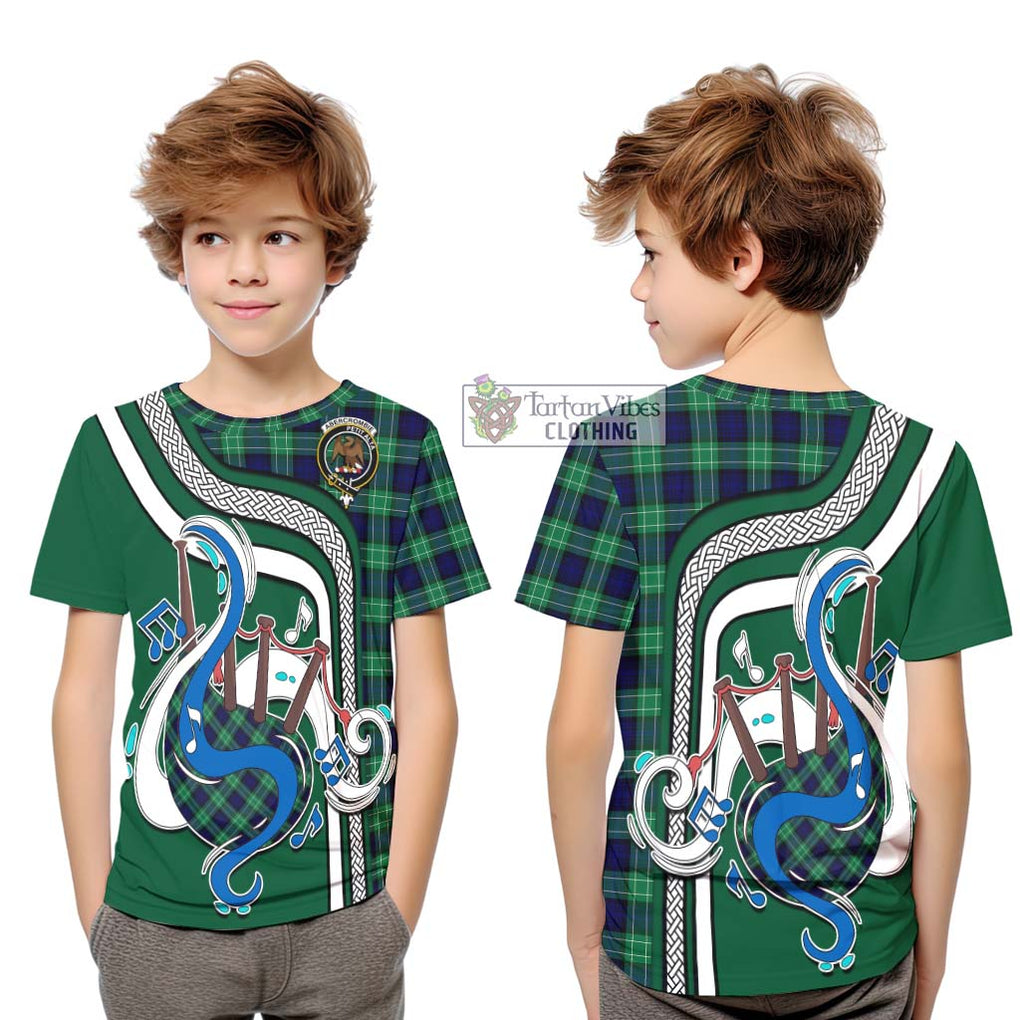 Tartan Vibes Clothing Abercrombie Tartan Kid T-Shirt with Epic Bagpipe Style