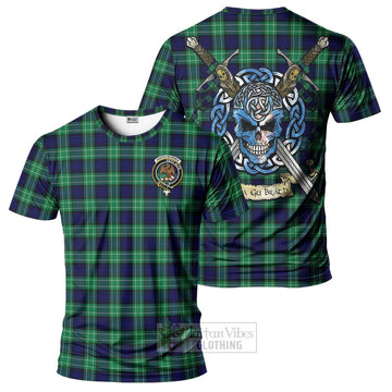 Abercrombie Tartan T-Shirt with Family Crest Celtic Skull Style