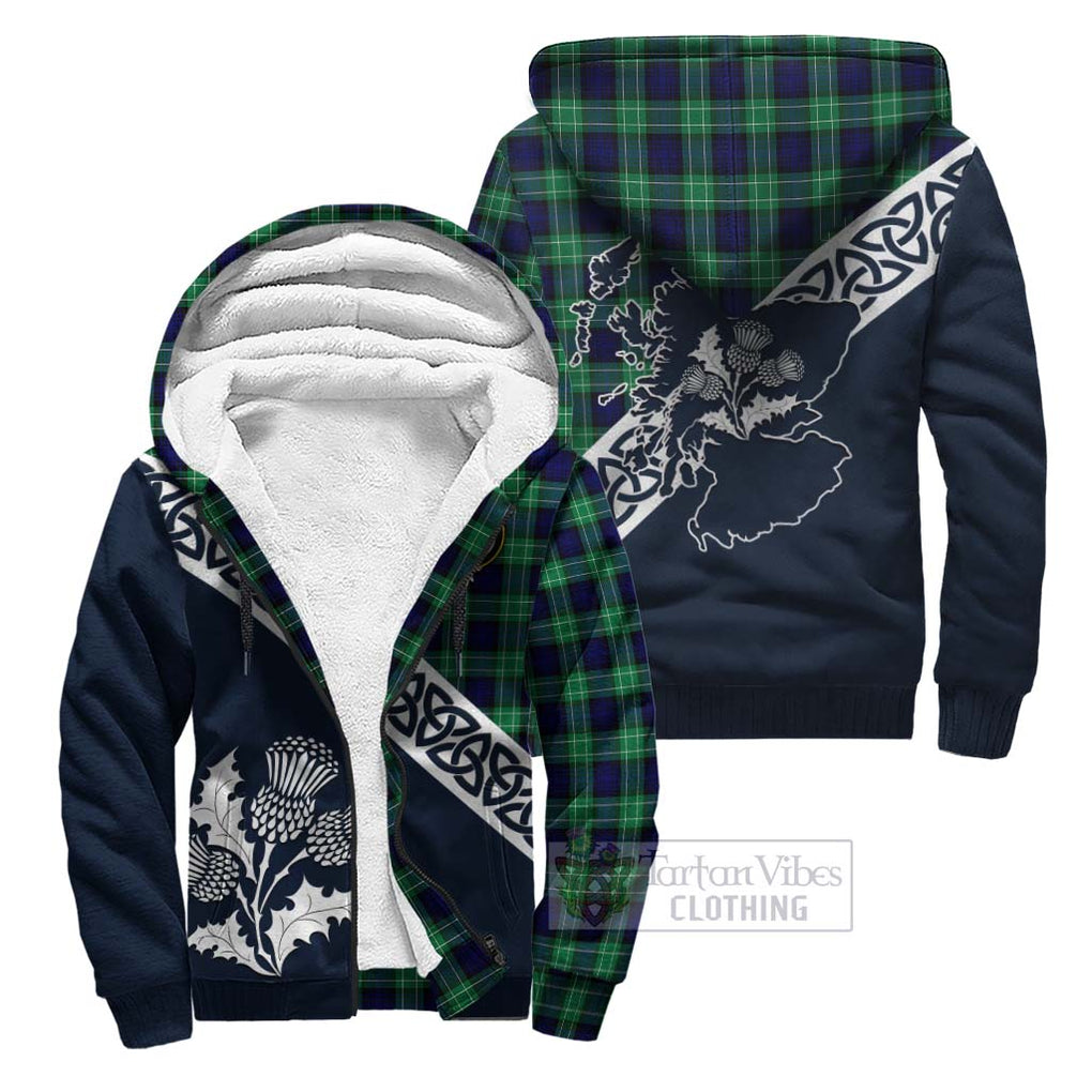 Tartan Vibes Clothing Abercrombie Tartan Sherpa Hoodie Featuring Thistle and Scotland Map