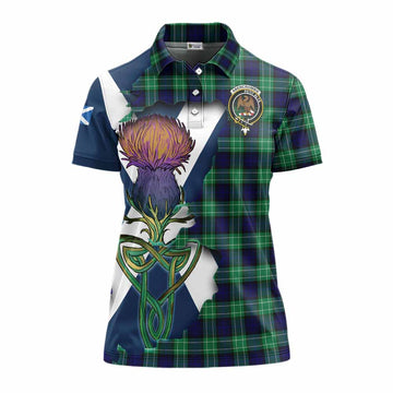 Abercrombie Tartan Family Crest Women's Polo Shirt Scottish Thistle Celtic Inspired