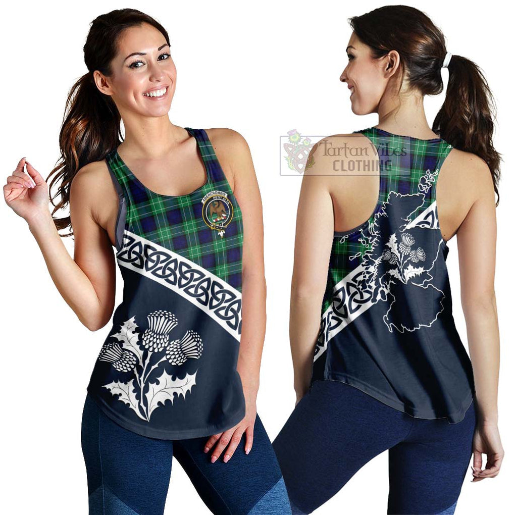 Tartan Vibes Clothing Abercrombie Tartan Women's Racerback Tanks Featuring Thistle and Scotland Map