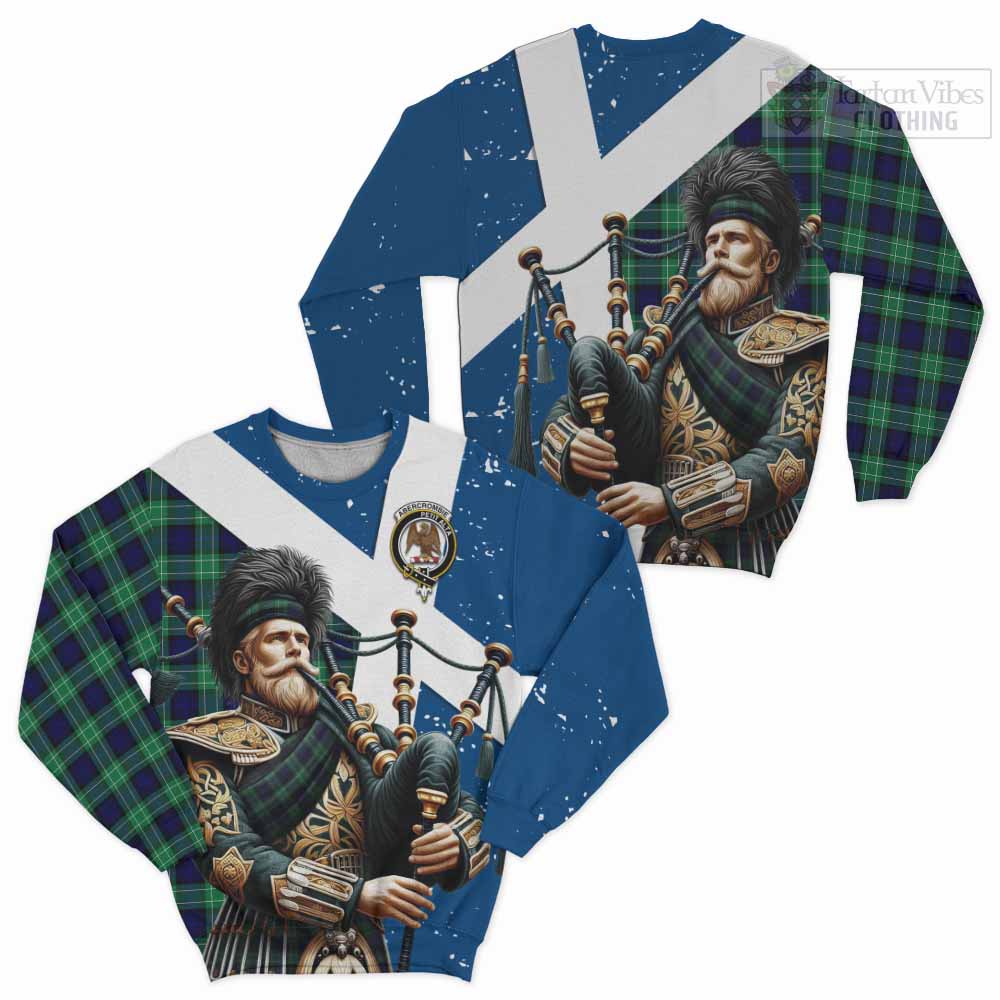 Tartan Vibes Clothing Abercrombie Tartan Sweatshirt with Family Crest Scottish Bagpiper Vibes