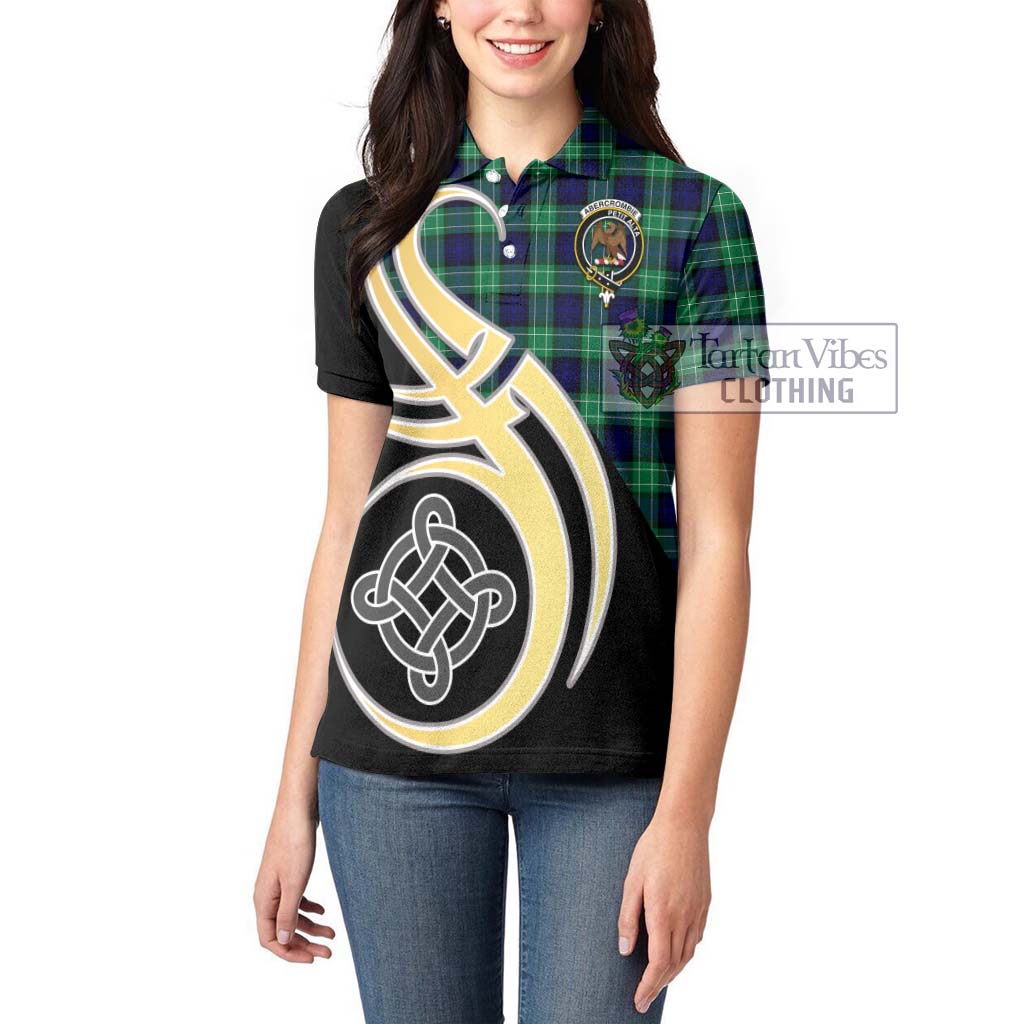 Abercrombie Tartan Women's Polo Shirt with Family Crest and Celtic Symbol Style Women - Tartan Vibes Clothing