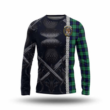 Abercrombie Tartan Long Sleeve T-Shirt with Family Crest Cross Sword Thistle Celtic Vibes