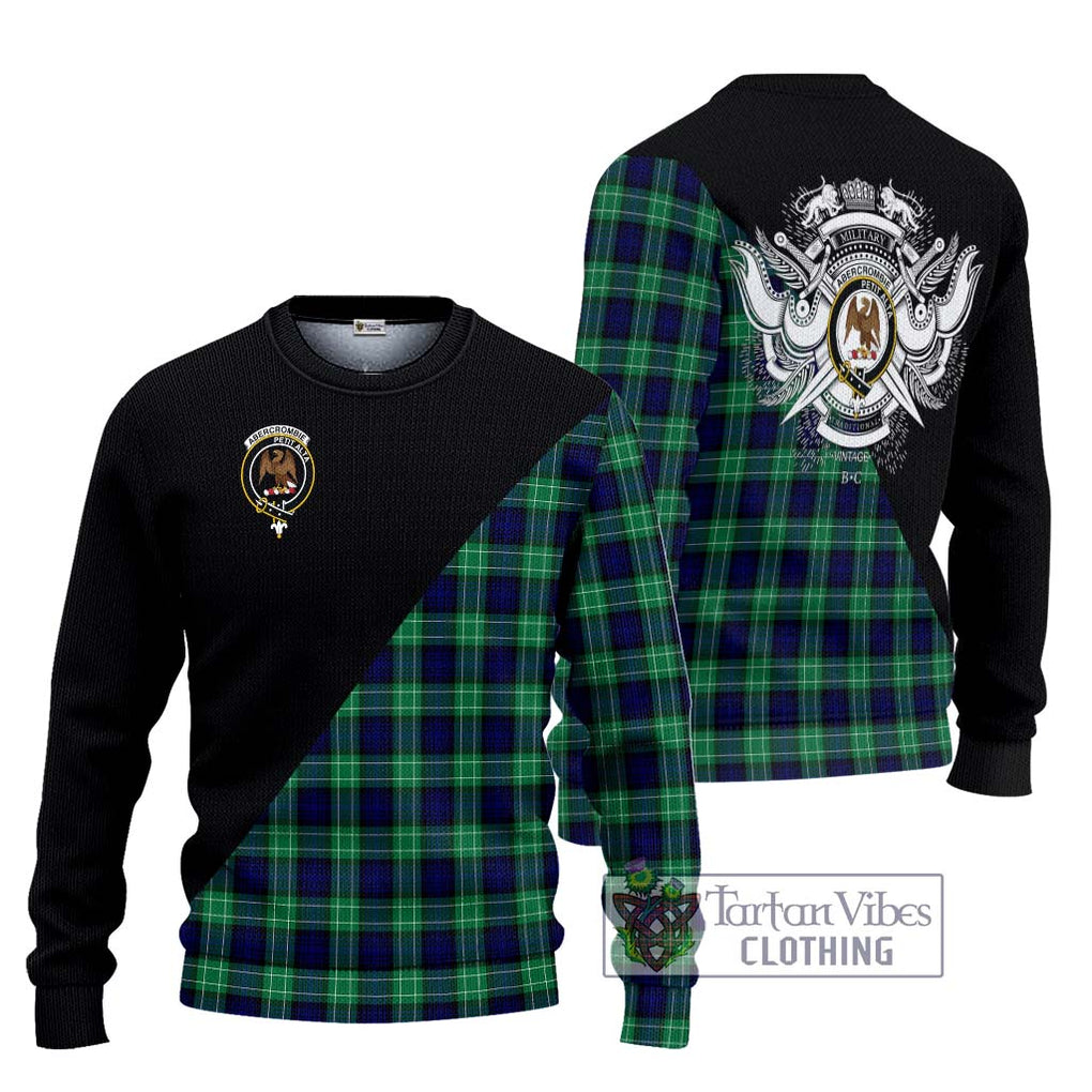 Abercrombie Tartan Knitted Sweater with Family Crest and Military Logo Style Unisex - Tartanvibesclothing Shop