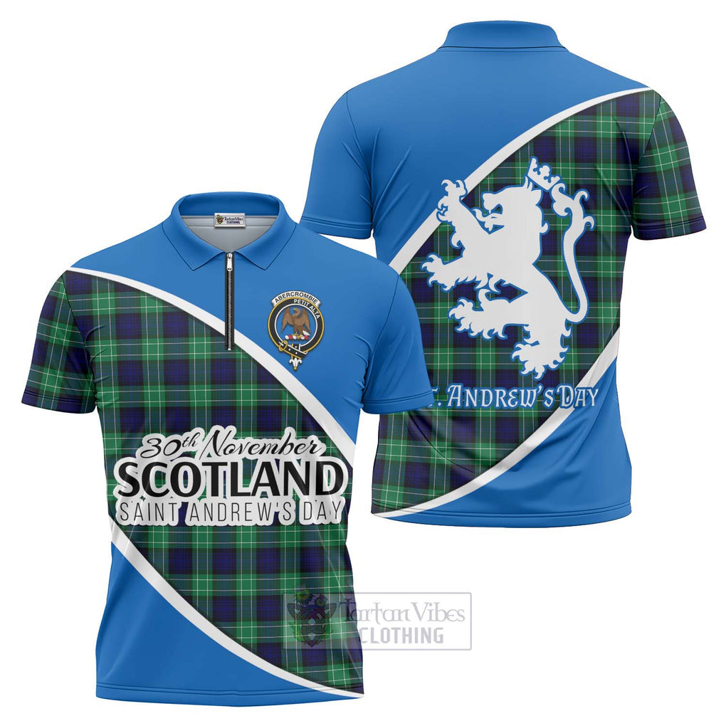 Tartan Vibes Clothing Abercrombie Family Crest Tartan Zipper Polo Shirt Celebrate Saint Andrew's Day in Style