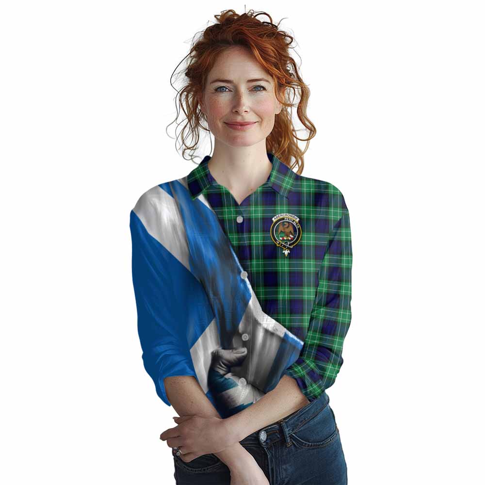 Tartan Vibes Clothing Abercrombie Tartan Women's Casual Shirt with Family Crest Scotland Patriotic Style