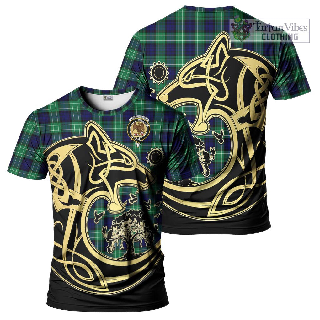 Abercrombie Tartan T-Shirt with Family Crest Celtic Wolf Style Kid's Shirt - Tartan Vibes Clothing