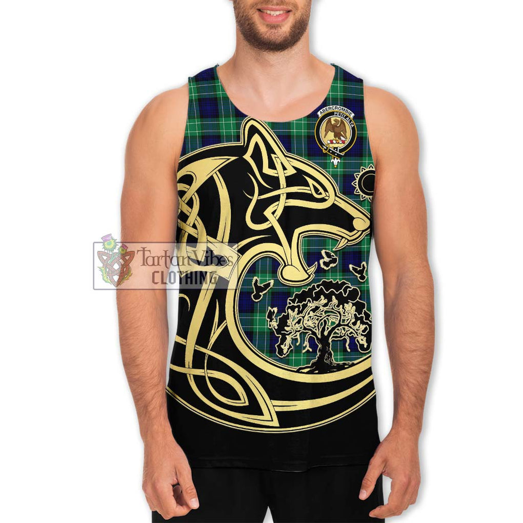 Abercrombie Tartan Men's Tank Top with Family Crest Celtic Wolf Style Men - Tartan Vibes Clothing