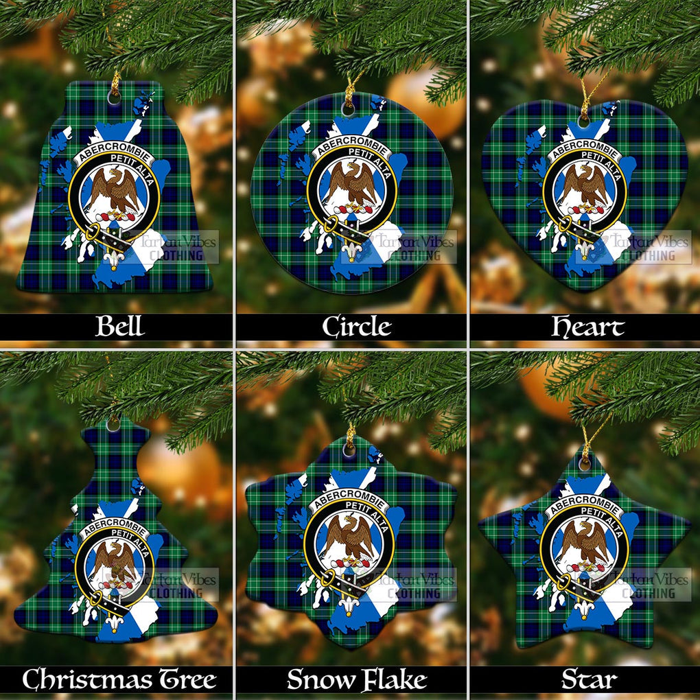 Tartan Vibes Clothing Abercrombie Tartan Christmas Ornament with Family Crest and Scotland Map