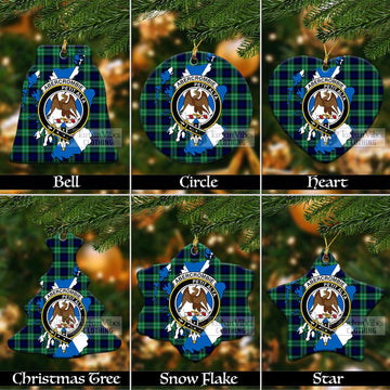 Abercrombie Tartan Christmas Ornament with Family Crest and Scotland Map