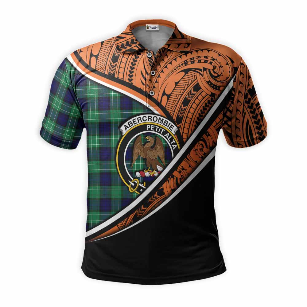 Tartan Vibes Clothing Abercrombie Crest Tartan Polo Shirt with Maori Tattoo Style - Orange Version