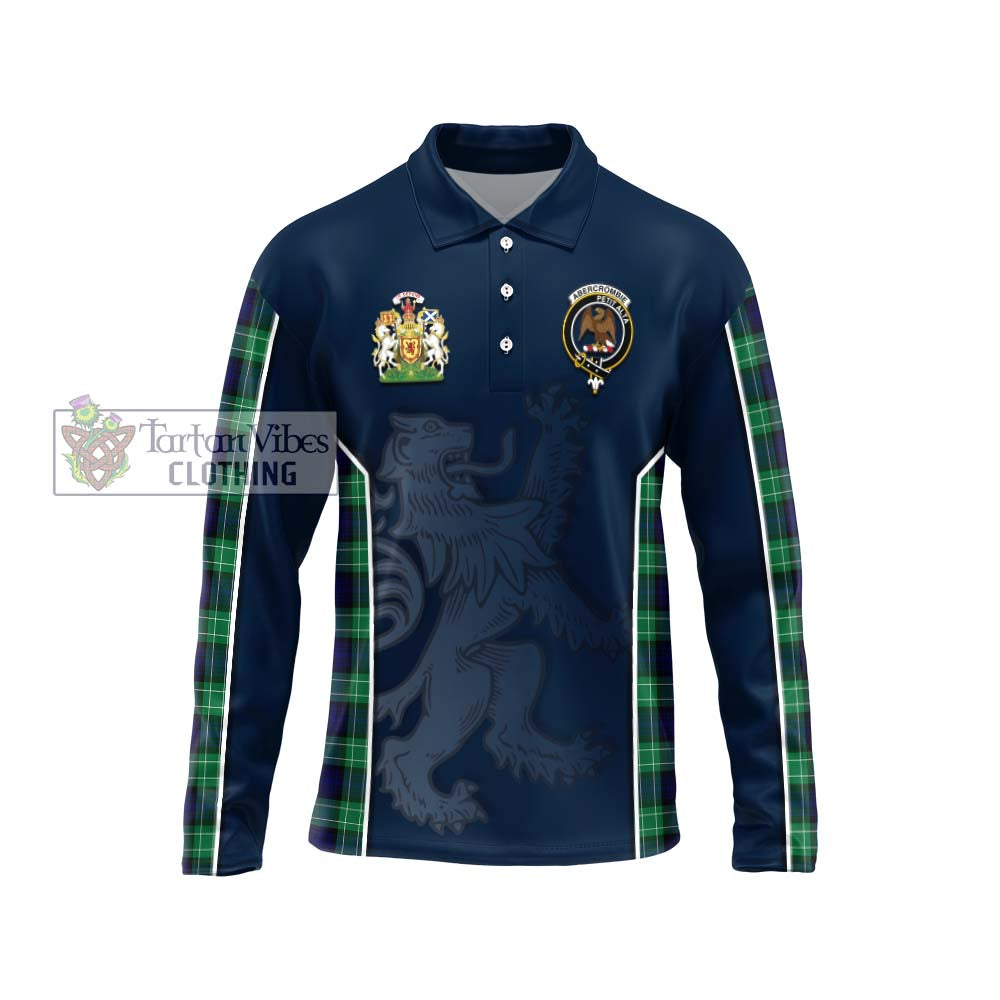 Abercrombie Tartan Long Sleeve Polo Shirt with Family Crest and Lion Rampant Vibes Sport Style Unisex - Tartan Vibes Clothing