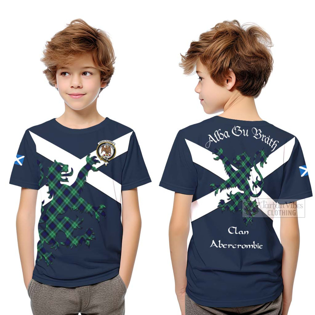 Tartan Vibes Clothing Abercrombie Tartan Lion Rampant Kid T-Shirt – Proudly Display Your Heritage with Alba Gu Brath and Clan Name