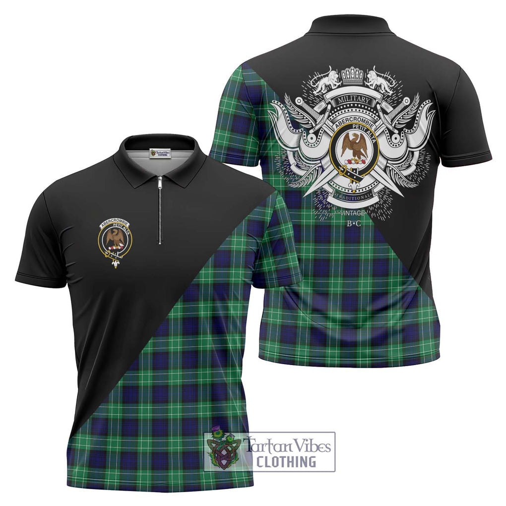 Abercrombie Tartan Zipper Polo Shirt with Family Crest and Military Logo Style Unisex - Tartanvibesclothing Shop