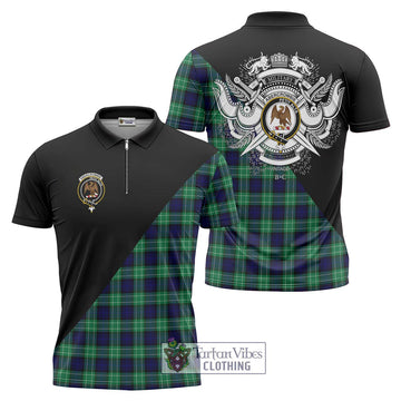 Abercrombie Tartan Zipper Polo Shirt with Family Crest and Military Logo Style