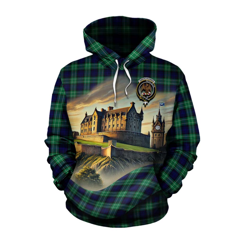 Abercrombie Tartan Family Crest Cotton Hoodie with Scottish Ancient Castle Style Pullover Hoodie XS - Tartan Vibes Clothing