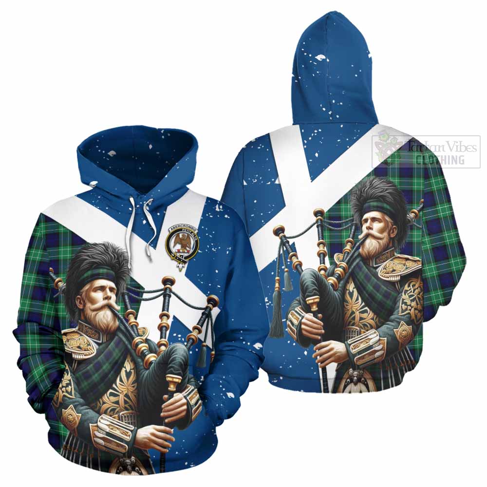 Tartan Vibes Clothing Abercrombie Tartan Hoodie with Family Crest Scottish Bagpiper Vibes