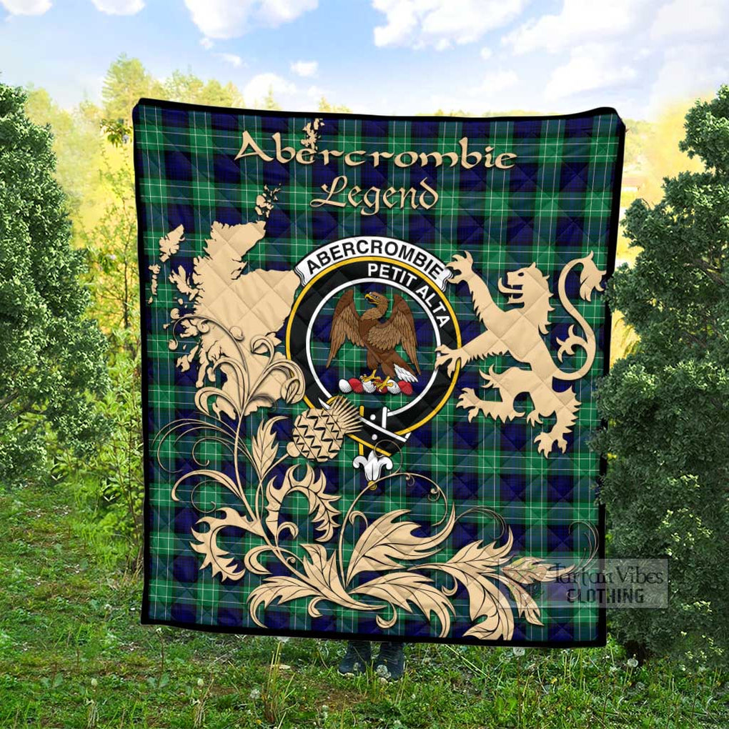 Tartan Vibes Clothing Abercrombie Tartan Quilt with Family Crest and Scottish Symbol Style