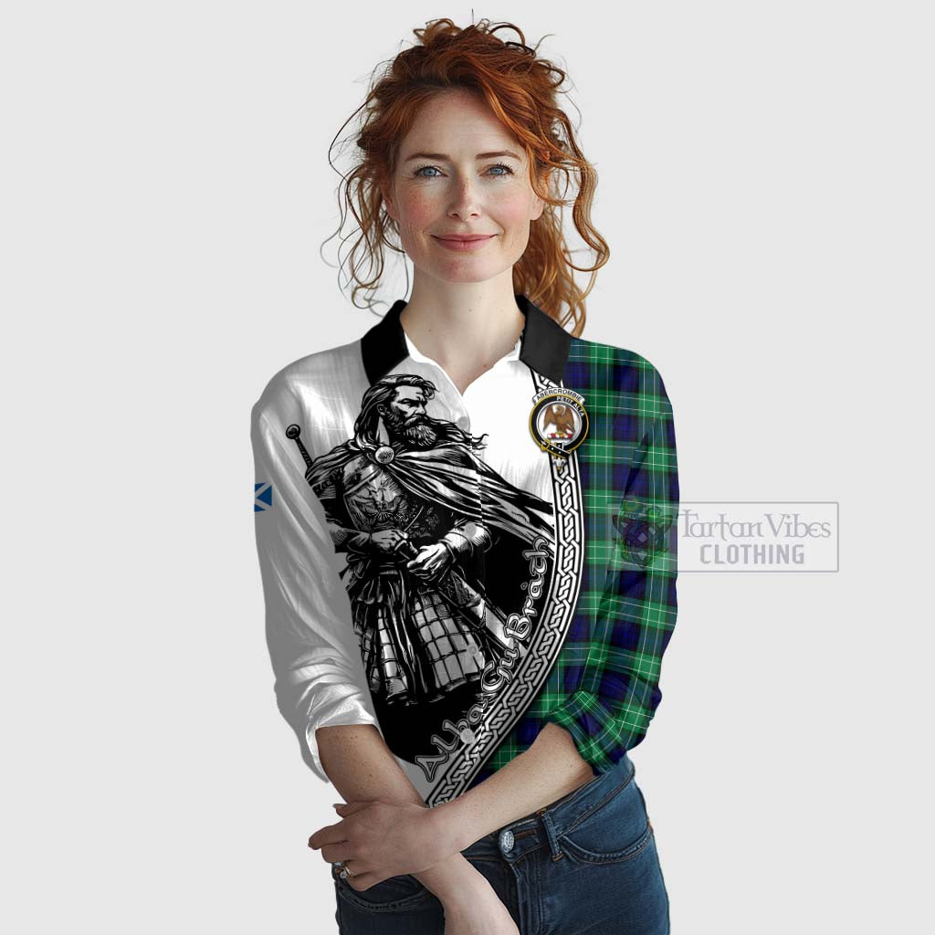 Tartan Vibes Clothing Abercrombie Tartan Clan Crest Women's Casual Shirt with Highlander Warrior Celtic Style