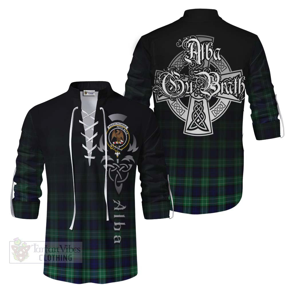 Tartan Vibes Clothing Abercrombie Tartan Ghillie Kilt Shirt Featuring Alba Gu Brath Family Crest Celtic Inspired